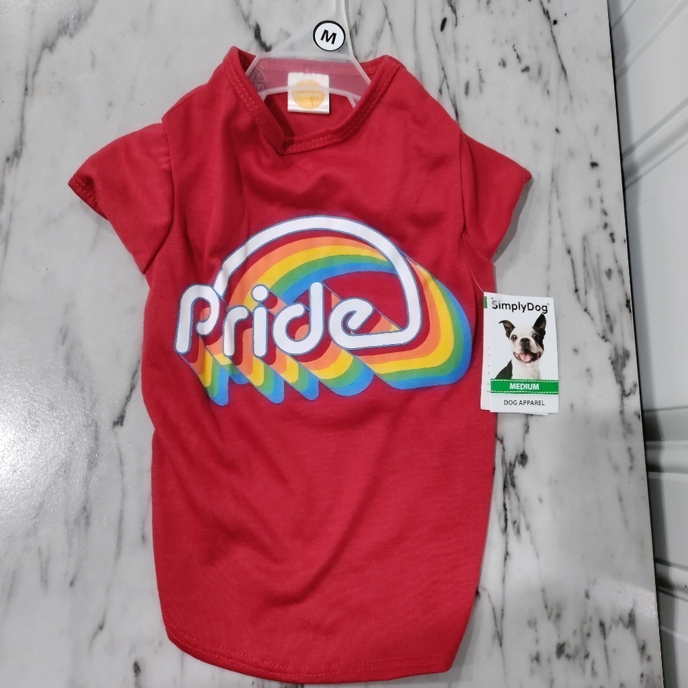 NWT SimplyDog Red Rainbow PRIDE  Pet Tshirt Size Medium